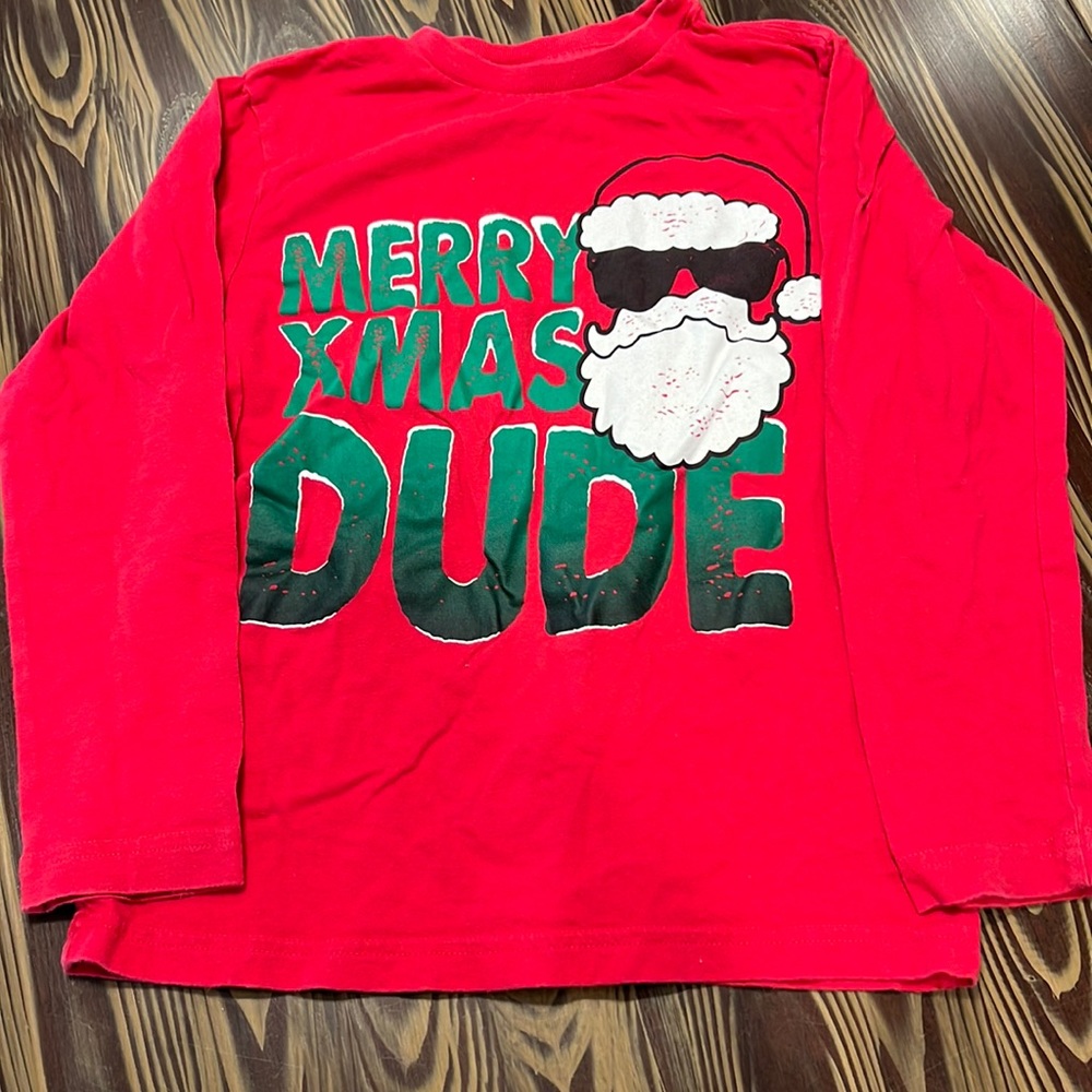 The Children’s Place Boys Christmas long sleeve shirt with Santa graphic